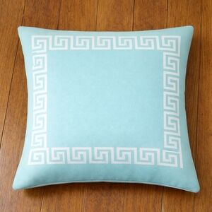 2 NWOT Pillow Covers - Set of Two - Blue Greek Key GeometrPrint - Indoor-Outdoor
